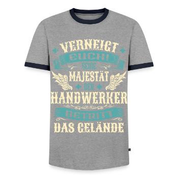 Handwerker Geschenk Lustige Sprüche - Männer Kontrast-T-Shirt - Grau/Navy  - Vorne - AI Model Female 172 light (172cm) & AI Model Male 178 light (178cm)