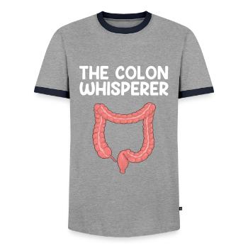 Colon Whisperer, Endoscopie Gastroentérologie - T-shirt contrasté Homme - gris/marine  - Devant - AI Model Female 172 light (172cm) & AI Model Male 178 light (178cm)