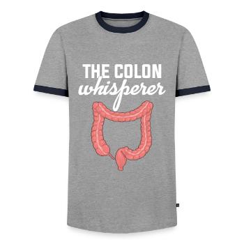 Colon Whisperer, Endoscopie Gastroentérologie - T-shirt contrasté Homme - gris/marine  - Devant - AI Model Female 172 light (172cm) & AI Model Male 178 light (178cm)