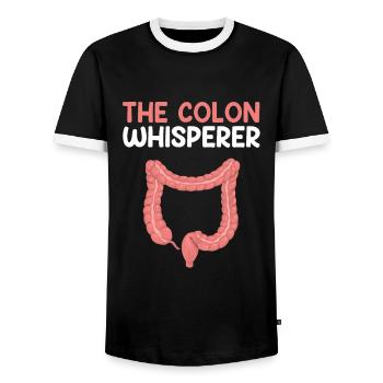 Colon Whisperer, Endoscopie Gastroentérologie - T-shirt contrasté Homme - noir/blanc - Devant - AI Model Female 172 light (172cm) & AI Model Male 178 light (178cm)