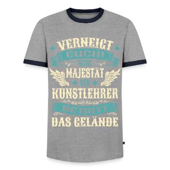 Kunstlehrer Geschenk Lustige Sprüche - Männer Kontrast-T-Shirt - Grau/Navy  - Vorne - AI Model Female 172 light (172cm) & AI Model Male 178 light (178cm)