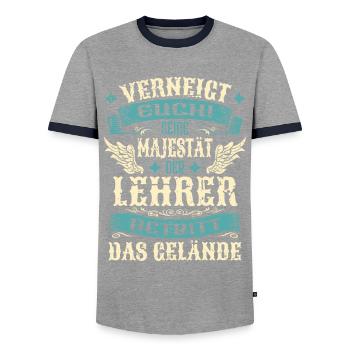 Lehrer Geschenk Lustige Sprüche - Männer Kontrast-T-Shirt - Grau/Navy  - Vorne - AI Model Female 172 light (172cm) & AI Model Male 178 light (178cm)
