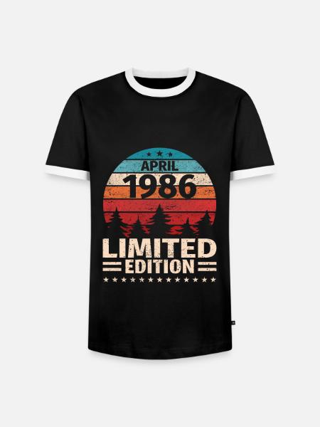 37-årsdag April Årgång 1986 Vintage - Kontrast-T-shirt herr - svart/vit