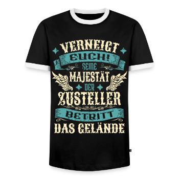 Zusteller Geschenk Lustige Sprüche - Männer Kontrast-T-Shirt - Schwarz/Weiß - Vorne - AI Model Female 172 light (172cm) & AI Model Male 178 light (178cm)