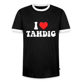 I Love Tahdig, foodiranian persian - Männer Kontrast-T-Shirt - Schwarz/Weiß - Vorne - AI Model Female 172 light (172cm) & AI Model Male 178 light (178cm)