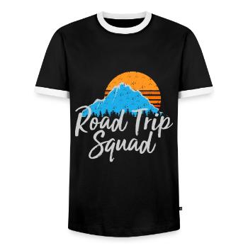 Road Trip Squad | Travelling Tour Souvenir Giftjoyr - Männer Kontrast-T-Shirt - Schwarz/Weiß - Vorne - AI Model Female 172 light (172cm) & AI Model Male 178 light (178cm)