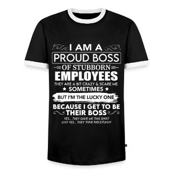 Ich bin ein stolzer Boss von verdammt tollen Mitarbeitern Gif - Männer Kontrast-T-Shirt - Schwarz/Weiß - Vorne - AI Model Female 172 light (172cm) & AI Model Male 178 light (178cm)