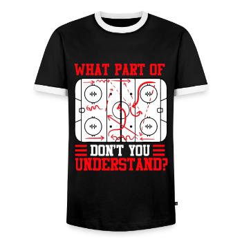 Quelle partie du hockey ne comprenez-vous pas Hockey pl - T-shirt contrasté Homme - noir/blanc - Devant - AI Model Female 172 light (172cm) & AI Model Male 178 light (178cm)