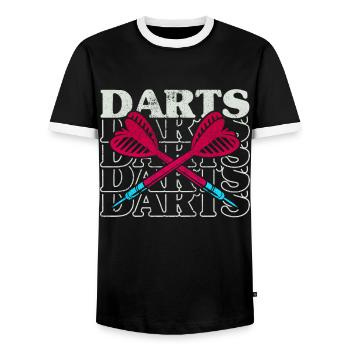 Darts Sport Verein, Dartscheibe, Pfeil Sport Dart - Männer Kontrast-T-Shirt - Schwarz/Weiß - Vorne - AI Model Female 172 light (172cm) & AI Model Male 178 light (178cm)