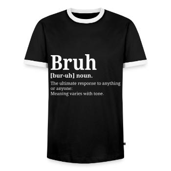 Funny Vintage Bruh Definition Brother - Men's Ringer Shirt - black/white - Front - AI Model Female 172 light (172cm) & AI Model Male 178 light (178cm)