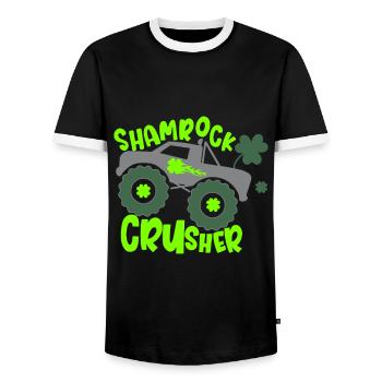 Kids Saint Patricks Day pour Monster Truck Shamroc - T-shirt contrasté Homme - noir/blanc - Devant - AI Model Female 172 light (172cm) & AI Model Male 178 light (178cm)