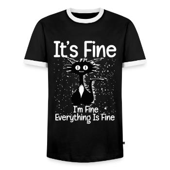 Funny I'm Fine It's Fine Everything Is Fine, Dog - Men's Ringer Shirt - black/white - Front - AI Model Female 172 light (172cm) & AI Model Male 178 light (178cm)