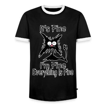It's Fine I'm Fine Everything Is Fine Funny Crazy - Men's Ringer Shirt - black/white - Front - AI Model Female 172 light (172cm) & AI Model Male 178 light (178cm)