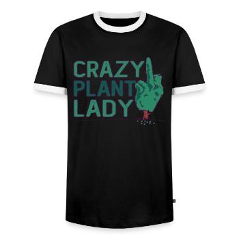 Embrassez votre amour des plantes Crazy Plant - T-shirt contrasté Homme - noir/blanc - Devant - AI Model Female 172 light (172cm) & AI Model Male 178 light (178cm)