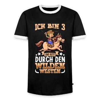 Ich bin 3 - Jungen Cowboy - Männer Kontrast-T-Shirt - Schwarz/Weiß - Vorne - AI Model Female 172 light (172cm) & AI Model Male 178 light (178cm)