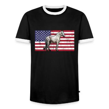 Cheval équestre Appaloosa - T-shirt contrasté Homme - noir/blanc - Devant - AI Model Female 172 light (172cm) & AI Model Male 178 light (178cm)