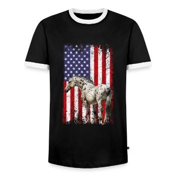 Cheval équestre Appaloosa - T-shirt contrasté Homme - noir/blanc - Devant - AI Model Female 172 light (172cm) & AI Model Male 178 light (178cm)