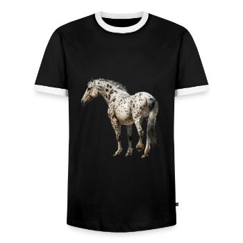 Cheval équestre Appaloosa - T-shirt contrasté Homme - noir/blanc - Devant - AI Model Female 172 light (172cm) & AI Model Male 178 light (178cm)