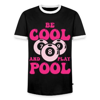 Billard Billard Billard Club de billard Club de billard - T-shirt contrasté Homme - noir/blanc - Devant - AI Model Female 172 light (172cm) & AI Model Male 178 light (178cm)