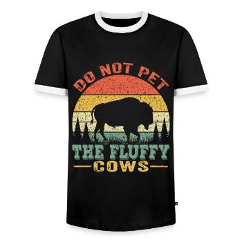 Ne caressez pas les vaches moelleuses, Bison Retro Vintagewom - T-shirt contrasté Homme - noir/blanc - Devant - AI Model Female 172 light (172cm) & AI Model Male 178 light (178cm)