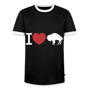 I Love Buffalo Idee - Vintage Buffalo Idee mit Bi - Männer Kontrast-T-Shirt - Schwarz/Weiß - Vorne - AI Model Female 172 light (172cm) & AI Model Male 178 light (178cm)