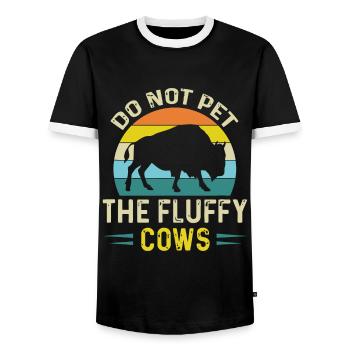 Ne caressez pas les vaches moelleuses drôles de bison Yellowstone - T-shirt contrasté Homme - noir/blanc - Devant - AI Model Female 172 light (172cm) & AI Model Male 178 light (178cm)