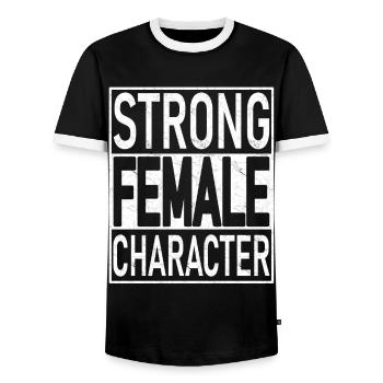 Strong Female Character - Men's Ringer Shirt - black/white - Front - AI Model Female 172 light (172cm) & AI Model Male 178 light (178cm)