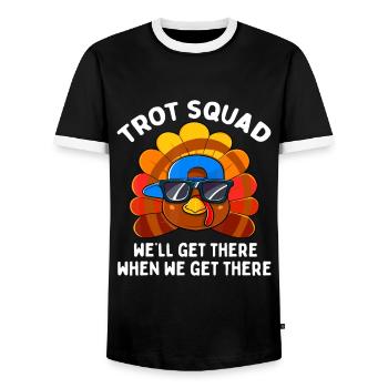 Türkei Trot Squad Lustige Thanksgiving Running Costu - Männer Kontrast-T-Shirt - Schwarz/Weiß - Vorne - AI Model Female 172 light (172cm) & AI Model Male 178 light (178cm)