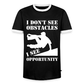 Lustiger Parkour Ich sehe keine Hindernisse frei Laufen P - Männer Kontrast-T-Shirt - Schwarz/Weiß - Vorne - AI Model Female 172 light (172cm) & AI Model Male 178 light (178cm)