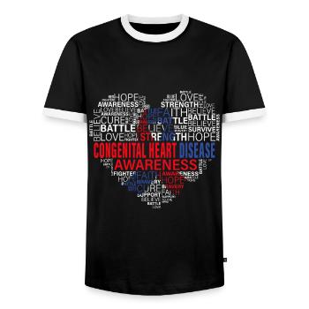 Sensibilisation aux maladies coronariennes Lutte contre les maladies cardiaques Soutien à l’espoir - T-shirt contrasté Homme - noir/blanc - Devant - AI Model Female 172 light (172cm) & AI Model Male 178 light (178cm)