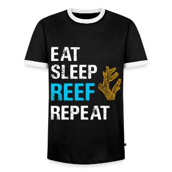 Manger Sommeil Récif Répéter Corail Aquarium d’eau salée - T-shirt contrasté Homme - noir/blanc - Devant - AI Model Female 172 light (172cm) & AI Model Male 178 light (178cm)