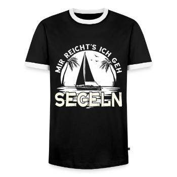 Segelboot Katamaran Kapitän Segeln Segler Geschenk - Männer Kontrast-T-Shirt - Schwarz/Weiß - Vorne - AI Model Female 172 light (172cm) & AI Model Male 178 light (178cm)