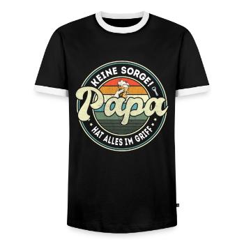 Keine Sorge Papa hat alles im Griff Vater Vatertag - Männer Kontrast-T-Shirt - Schwarz/Weiß - Vorne - AI Model Female 172 light (172cm) & AI Model Male 178 light (178cm)