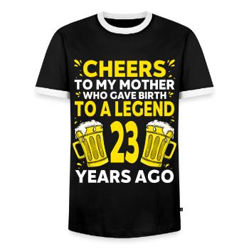 Men Beer Birthday Funny 23 Year Old Beer Lover - Men's Ringer Shirt - black/white - Front - AI Model Female 172 light (172cm) & AI Model Male 178 light (178cm)