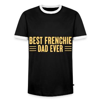 Best Frenchie Dad Ever Funny Dog Dad Vintage Fathe - Men's Ringer Shirt - black/white - Front - AI Model Female 172 light (172cm) & AI Model Male 178 light (178cm)