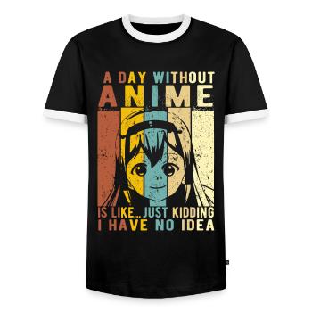Cadeau d’anime Une journée sans anime est commekawaiilover - T-shirt contrasté Homme - noir/blanc - Devant - AI Model Female 172 light (172cm) & AI Model Male 178 light (178cm)