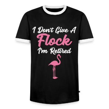 Je ne donne pas de troupeau Je suis à la retraite Drôle de flamant rose - T-shirt contrasté Homme - noir/blanc - Devant - AI Model Female 172 light (172cm) & AI Model Male 178 light (178cm)