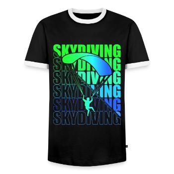 Skydive Freefly Fallschirmspringer Shirt Skydiving - Männer Kontrast-T-Shirt - Schwarz/Weiß - Vorne - AI Model Female 172 light (172cm) & AI Model Male 178 light (178cm)
