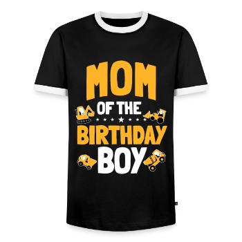 Maman du garçon d’anniversaire Ouvrier du bâtiment Bday P - T-shirt contrasté Homme - noir/blanc - Devant - AI Model Female 172 light (172cm) & AI Model Male 178 light (178cm)