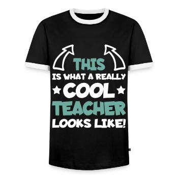 Cool Teacher Funny Saying Teaching Student Men Wom - Men's Ringer Shirt - black/white - Front - AI Model Female 172 light (172cm) & AI Model Male 178 light (178cm)