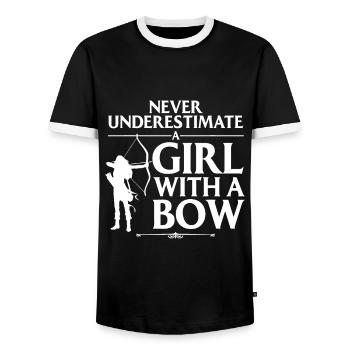 Funny Archery Design For Girls Women Bowhunter Arc - Men's Ringer Shirt - black/white - Front - AI Model Female 172 light (172cm) & AI Model Male 178 light (178cm)
