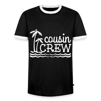 Cousin Crew Strandurlaubsbekleidung für Kinder und Erwachsene - Männer Kontrast-T-Shirt - Schwarz/Weiß - Vorne - AI Model Female 172 light (172cm) & AI Model Male 178 light (178cm)