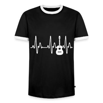 Bass Player - Bass Guitar Player Heartbeatguitar l - Men's Ringer Shirt - black/white - Front - AI Model Female 172 light (172cm) & AI Model Male 178 light (178cm)