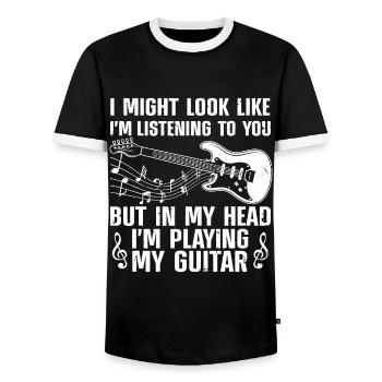 Lustige Gitarre, für Männer Frauen Gitarrist Gitarre spielen - Männer Kontrast-T-Shirt - Schwarz/Weiß - Vorne - AI Model Female 172 light (172cm) & AI Model Male 178 light (178cm)