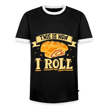 This is how I roll - Stromboli - Männer Kontrast-T-Shirt - Schwarz/Weiß - Vorne - AI Model Female 172 light (172cm) & AI Model Male 178 light (178cm)