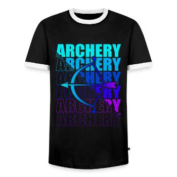 Bogensport Bogenschütze Bogenschießen Pfeil Bogen - Männer Kontrast-T-Shirt - Schwarz/Weiß - Vorne - AI Model Female 172 light (172cm) & AI Model Male 178 light (178cm)