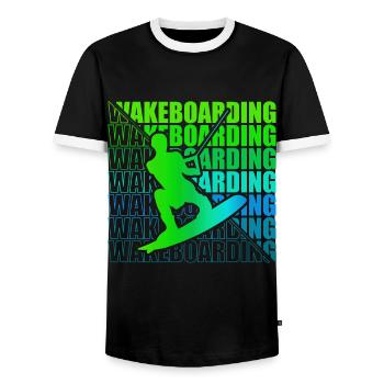 Wakeboard Wakeboarder Wakeboarding Freestyle DNA - Men's Ringer Shirt - black/white - Front - AI Model Female 172 light (172cm) & AI Model Male 178 light (178cm)