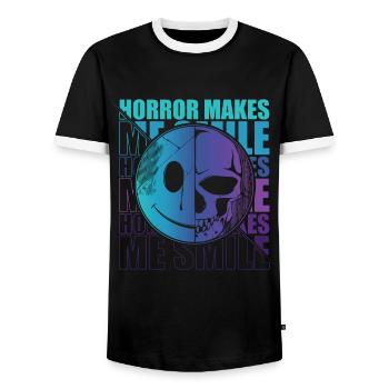 Zombie Horror Horror Film Festival + Halloween - Men's Ringer Shirt - black/white - Front - AI Model Female 172 light (172cm) & AI Model Male 178 light (178cm)