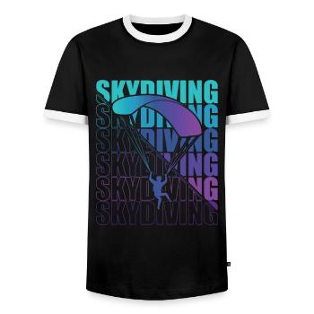 Skydive Freefly Fallschirmspringer Shirt Skydiving - Männer Kontrast-T-Shirt - Schwarz/Weiß - Vorne - AI Model Female 172 light (172cm) & AI Model Male 178 light (178cm)