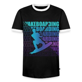 Wakeboard Wakeboarder Wakeboarding Freestyle DNA - Men's Ringer Shirt - black/white - Front - AI Model Female 172 light (172cm) & AI Model Male 178 light (178cm)